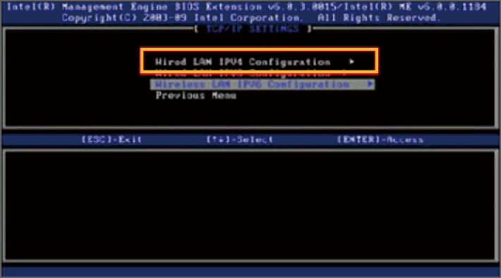 Wired LAN IPV4 Configuration画面