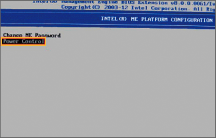 ME PLATFORM CONFIGURATION画面
